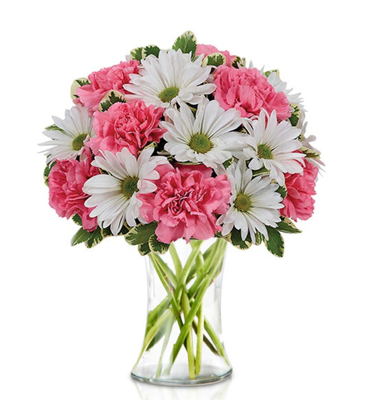 Flower Country Small Daisy & Rose Delight with Vase